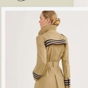 Beige Double-Breasted Trench Coat with Belt